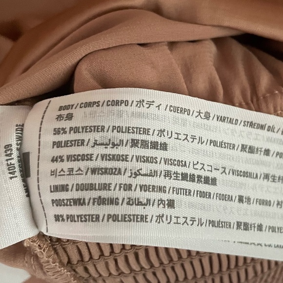 Abercrombie & Fitch Cropped Blouse Long Sleeve V-Neck Smocked Waist Brown S - Picture 9 of 9